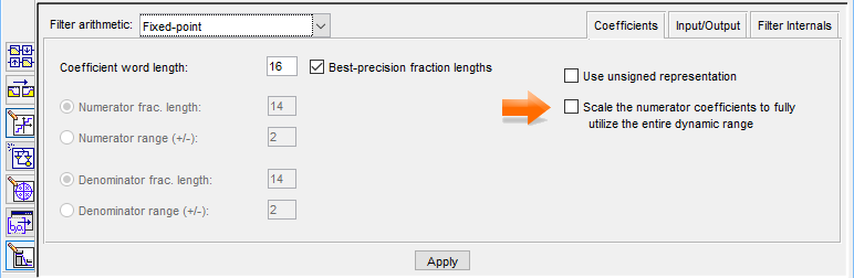 Do not scale the numerator coefficients!